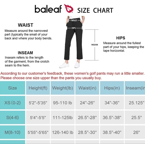 BALEAF Women's Golf Pants Stretch Lightweight Quick Dry Water Resistant Work Pan - Picture 6 of 8